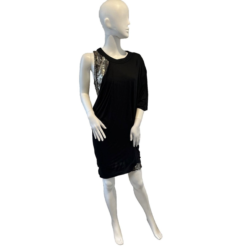 BCBG Max Azria Runway Womens Draped Beaded Mini Dress Black Size XS